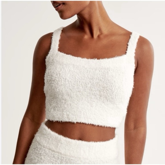 Abercrombie & Fitch Boucle Tank Shorts Lounge Set Cream Size XS Sleep Relax Cozy - Picture 2 of 14